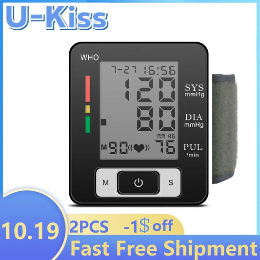 Monitor Medical Digital LCD Wrist Blood Pressure Automatic Sphygmomanometer BP Tonometer Wrist Blood Pressure Mete Tonometer