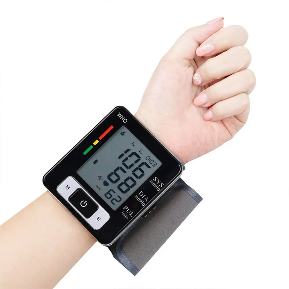 Monitor Medical Digital LCD Wrist Blood Pressure Automatic Sphygmomanometer BP Tonometer Wrist Blood Pressure Mete Tonometer