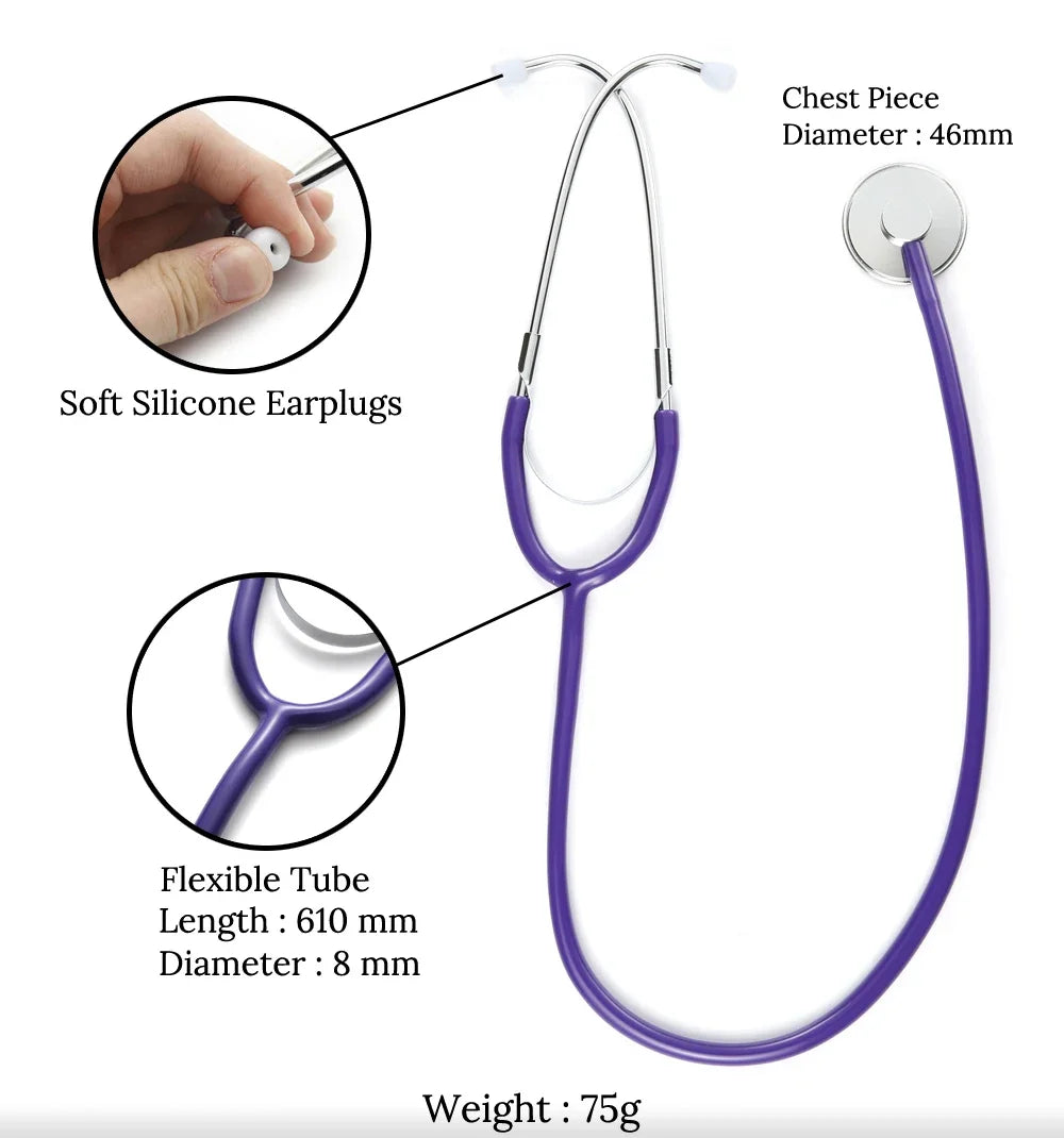 Portable Single Head Stethoscope Professional Cardiology Stethoscope Doctor Medical Equipment Student Vet Nurse Medical Device