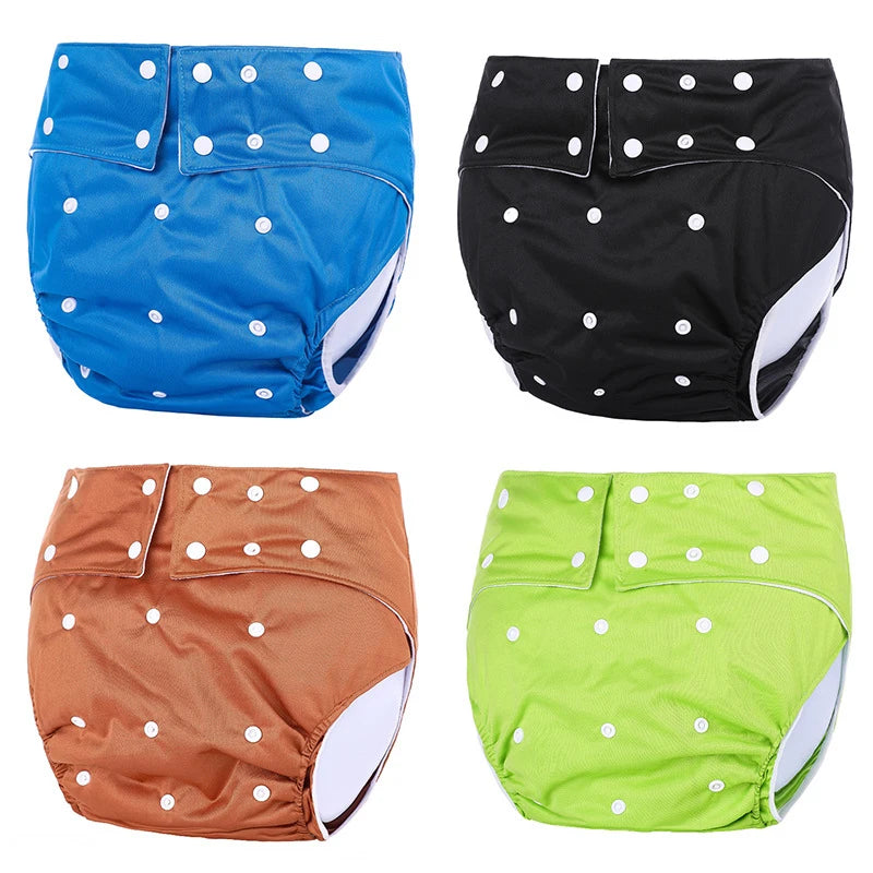 1PC Adult Diapers Waterproof Washable Reusable Adults Elderly Cloth Diapers Adjustable Pocket Nappies For Bedridden Incontinence